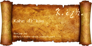 Kahr Ákos névjegykártya